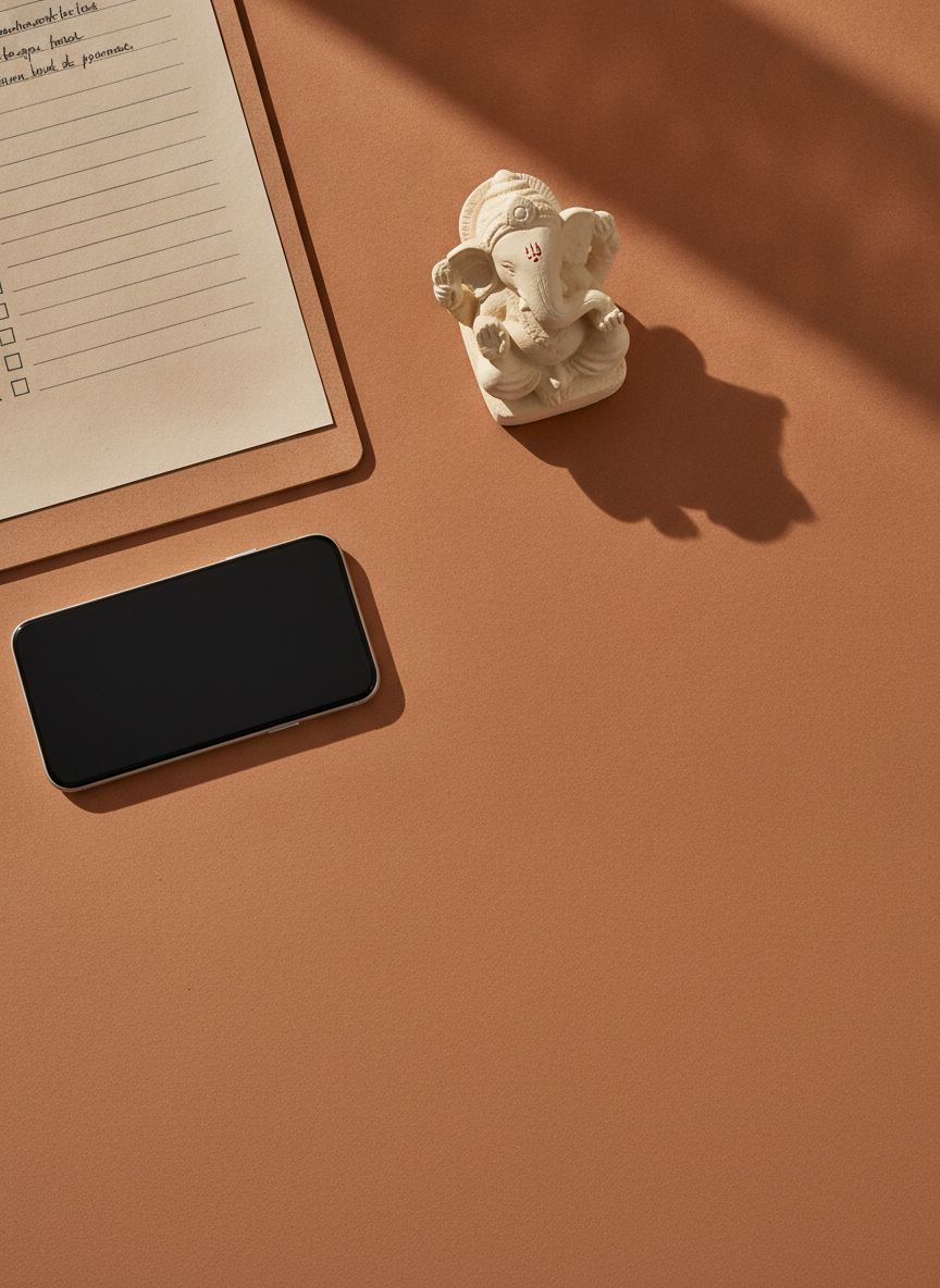 Checklist, phone and a clay Ganesha — organizing an event